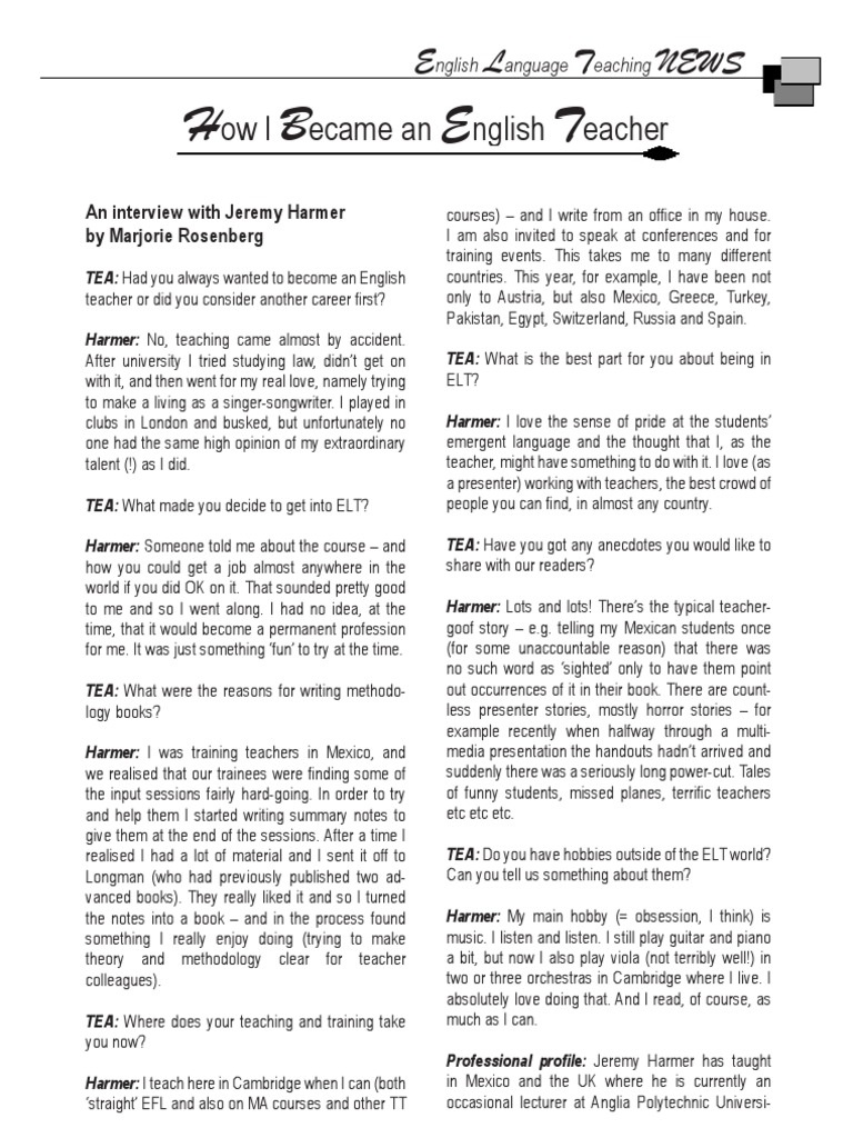54 Interview Jeremy Harmer English As A Second Or