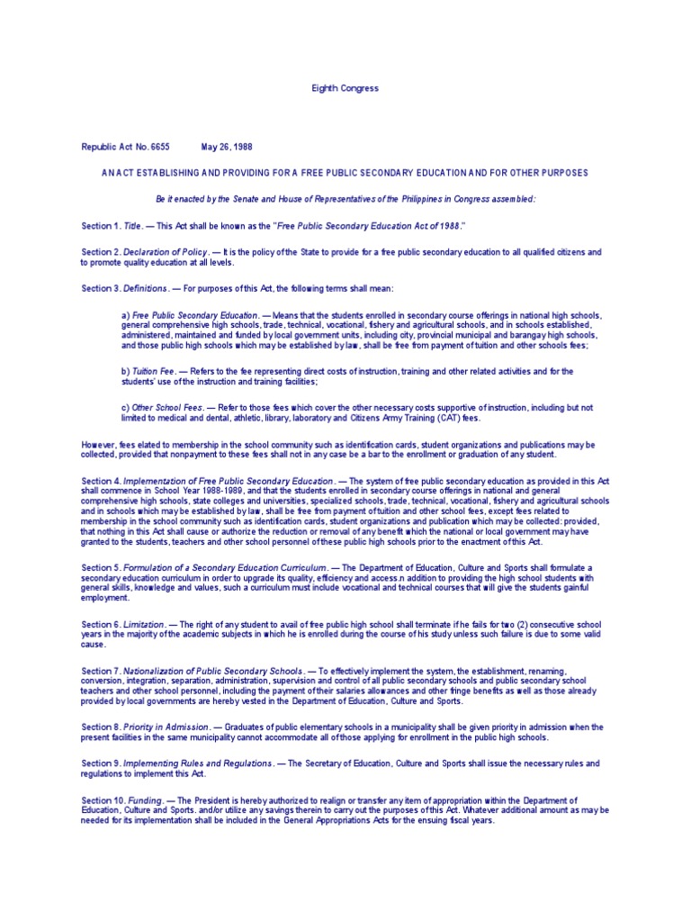 What Is Republic Act 6655