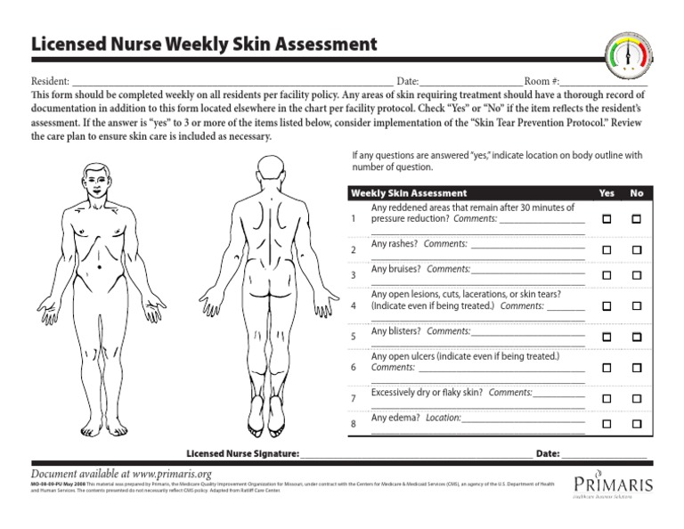 Skin Assessment Form PDF | PDF | Medicare (United States) | Health Care