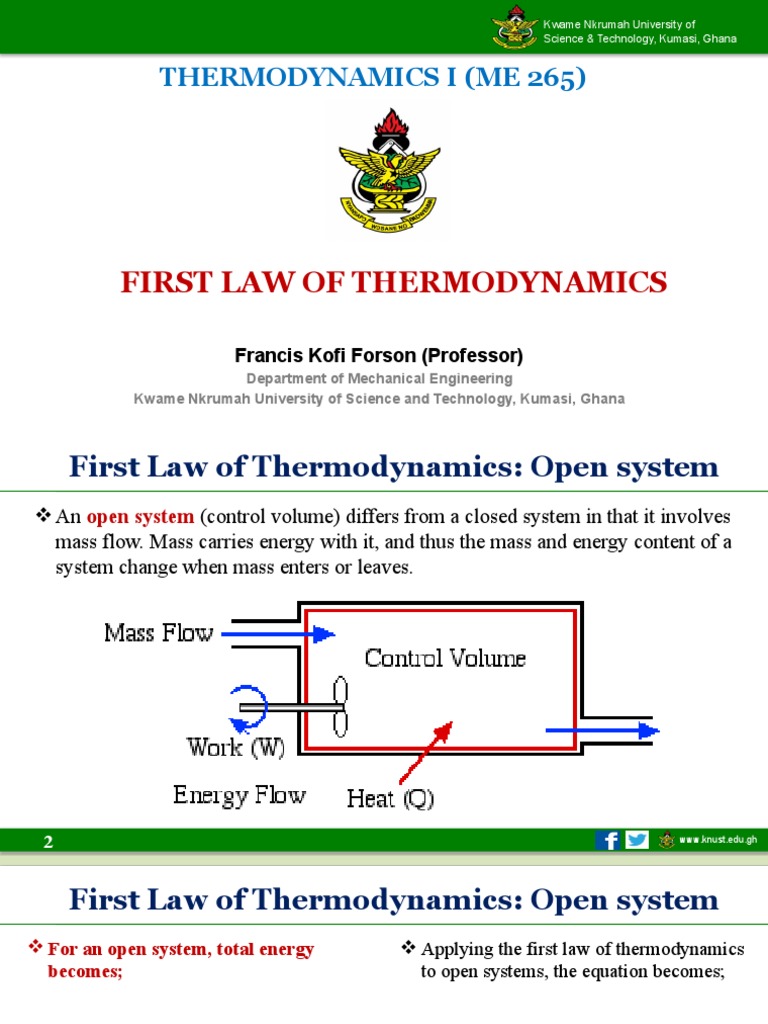 ME 265 Lecture Slides 3 (First Law of Thermodynamics-Open Systems ...