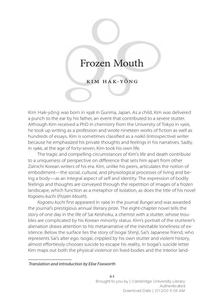 Frozen Mouth | PDF | Stuttering | Thought