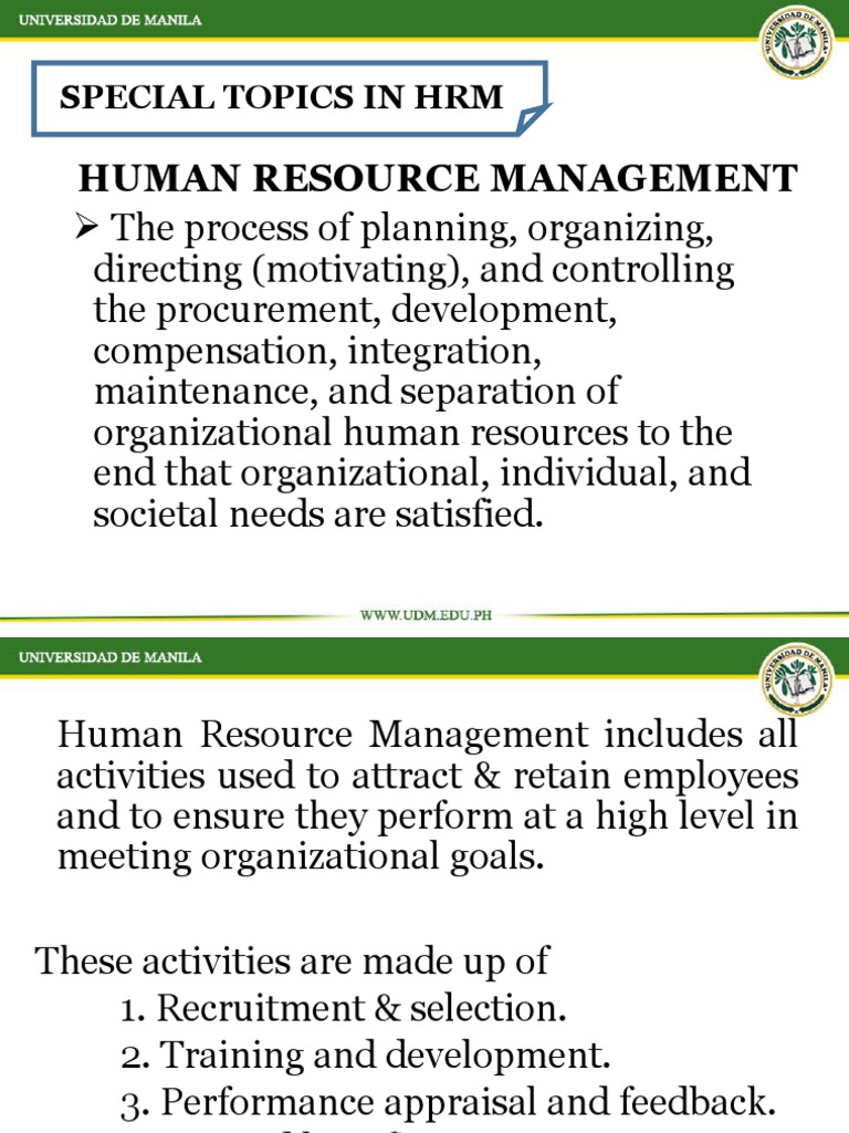 Special Topics in HRM | Download Free PDF | Human Resource Management ...