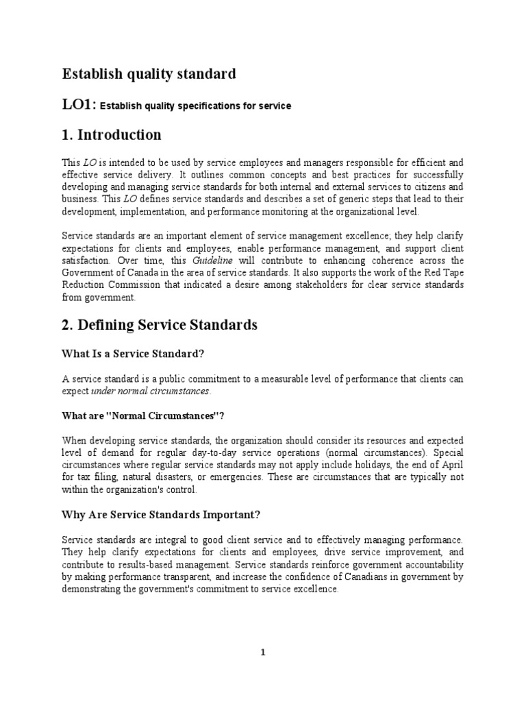 Establish Quality Standard | PDF | Evaluation | Communication