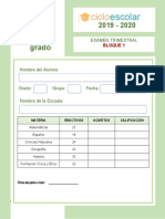 Examen Trimestra Cuarto Grado BLOQUE1 2019 2020