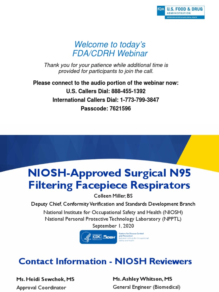 CDC NIOSH Surgical N95 Respirator Guidance Slides PDF Working