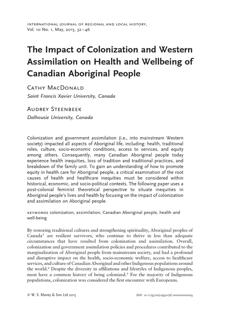 The Impact of Colonization and Western Assimilation On Health and ...