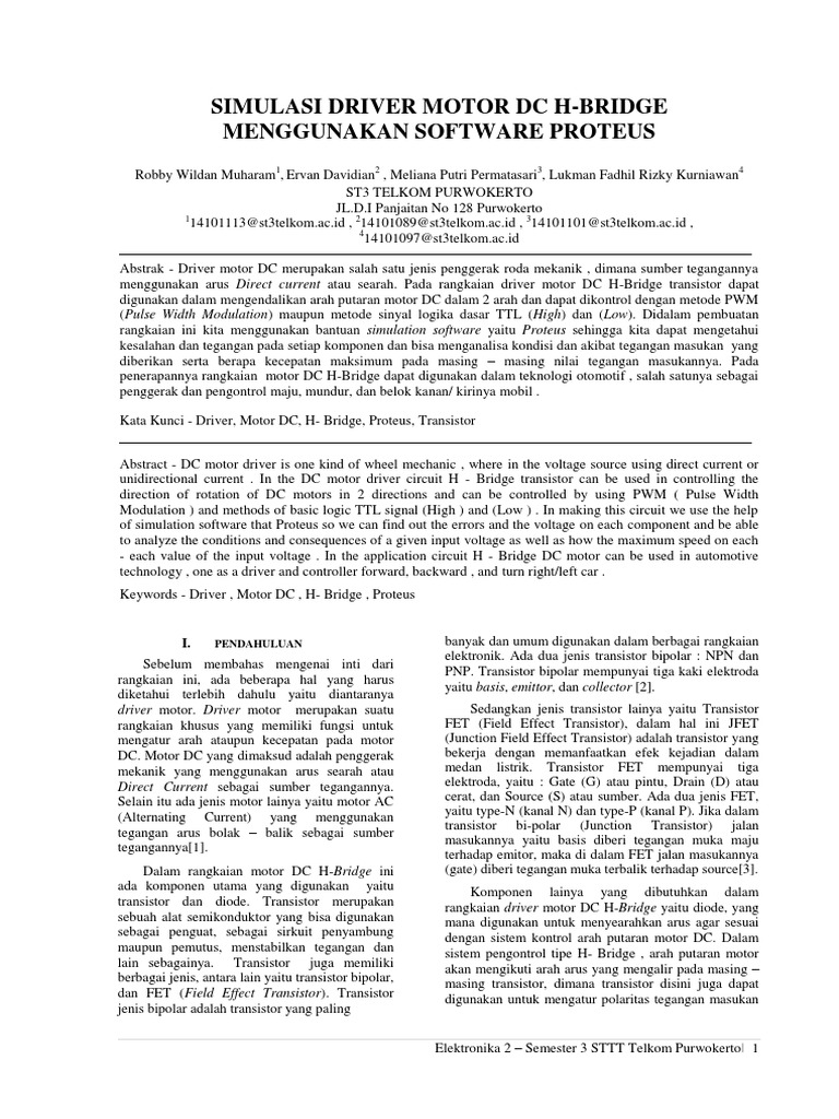 Simulasi Driver Motor DC H-Bridge | PDF