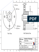 Engineering drawing of a curved part with dimensions