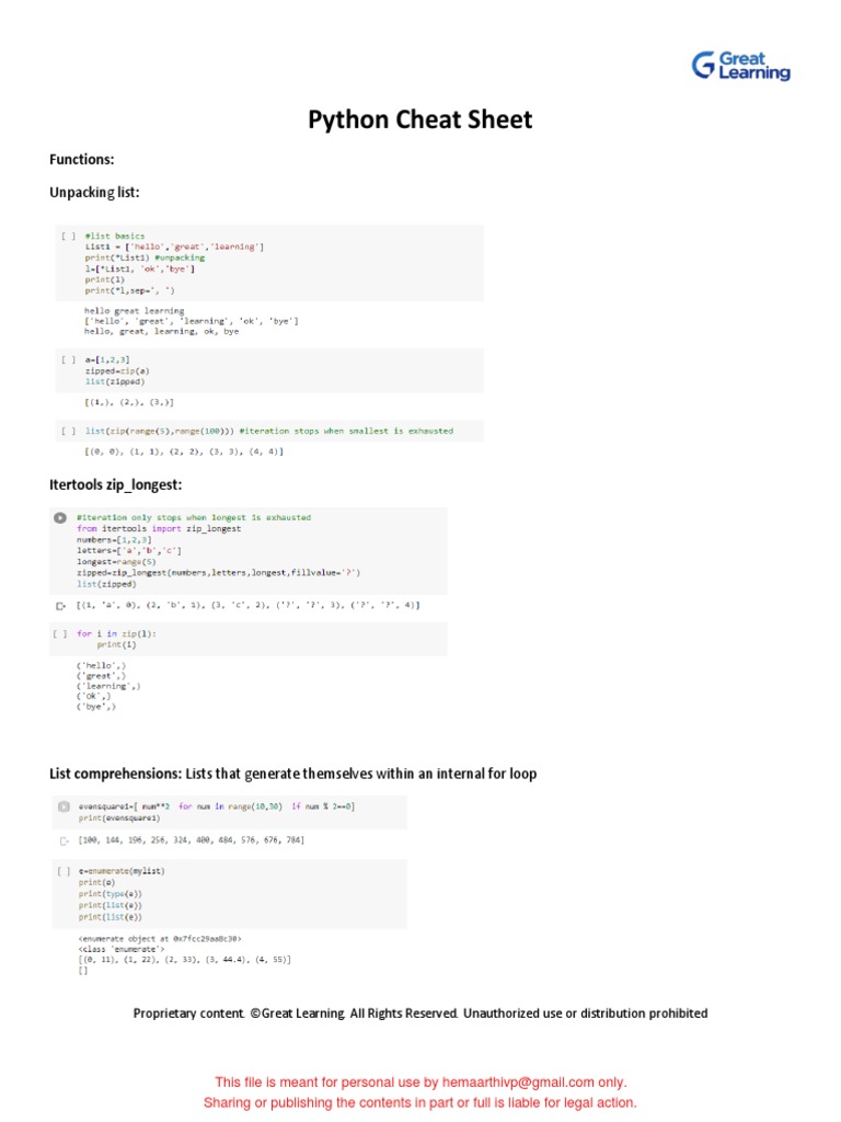 Python Cheat Sheet | PDF | Anonymous Function | Matrix (Mathematics)