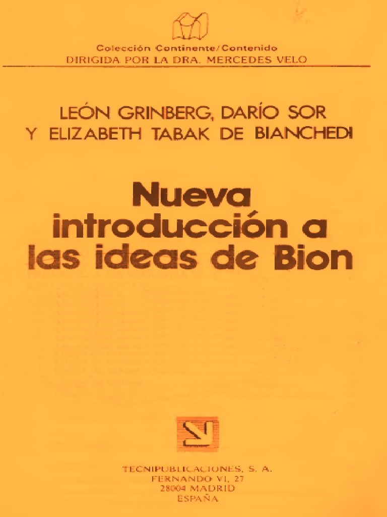 Nueva Introducción A Las Ideas de Bion (León Grinberg) PDF PDF Las
