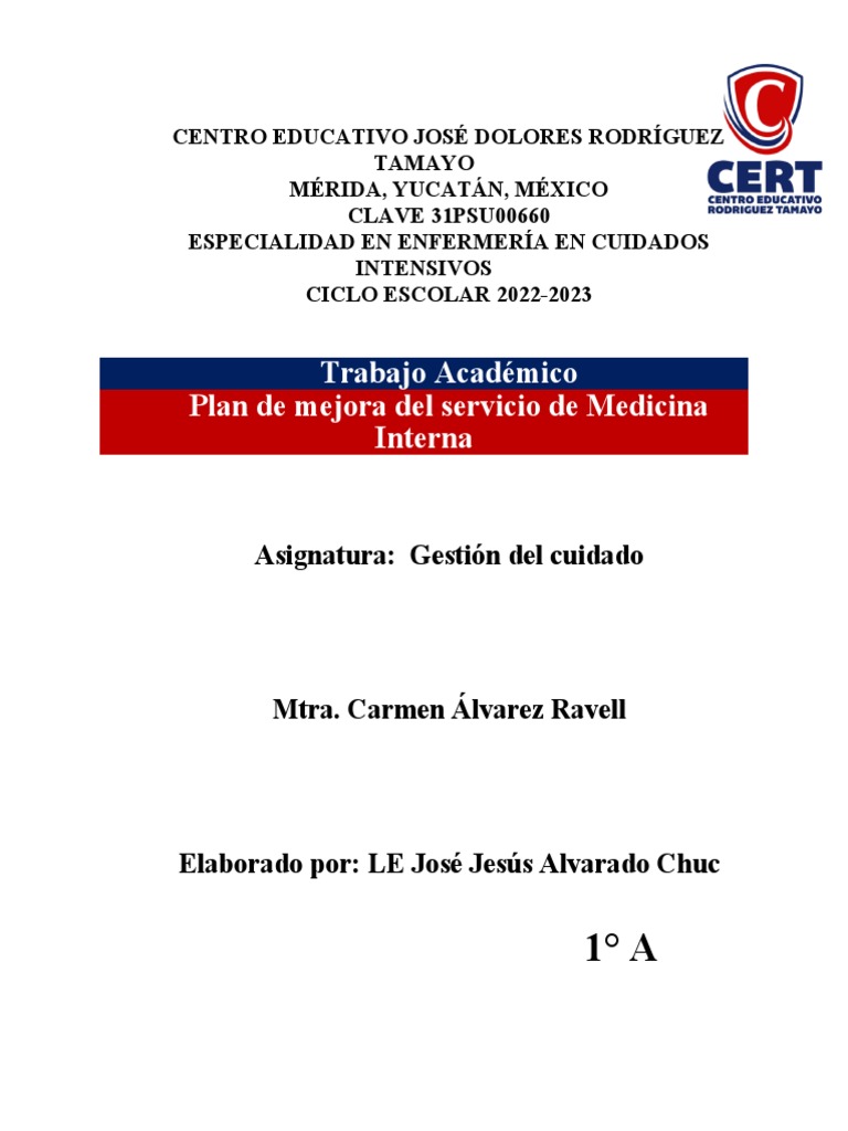 Plan de Mejora en Medicina Interna UPP | PDF | Hospital | Enfermería