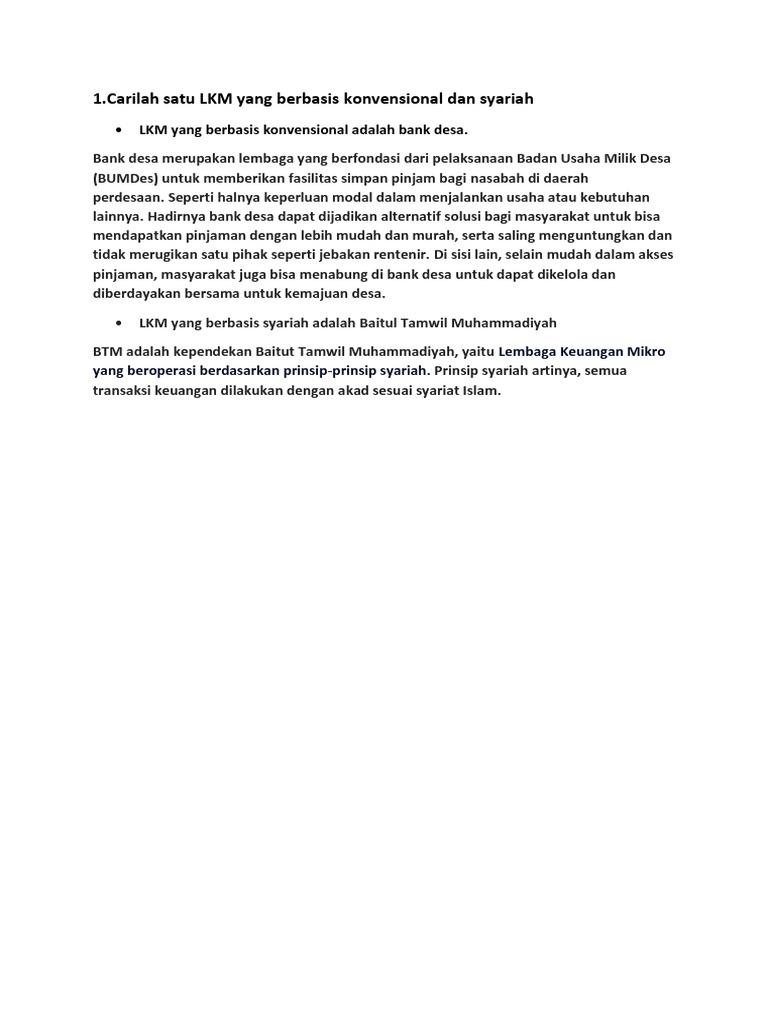 Lkm Konvensional Dan Syariah Bank Desa Btm Pdf