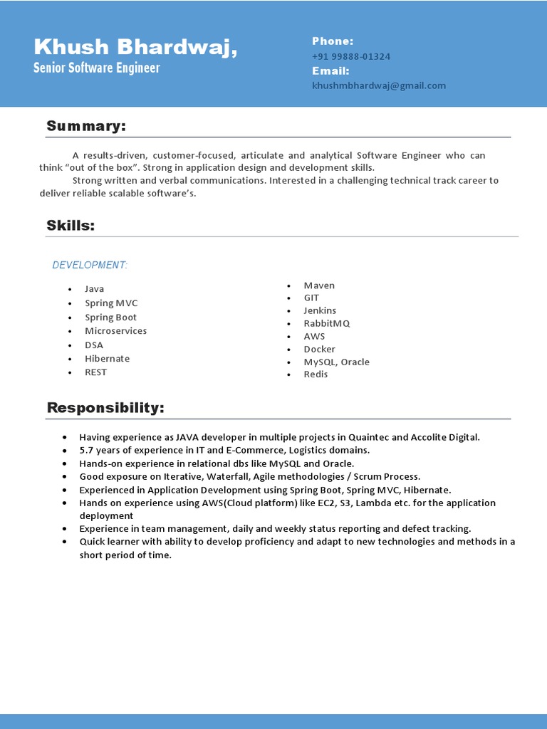 CV 20 | PDF | Spring Framework | Amazon Web Services