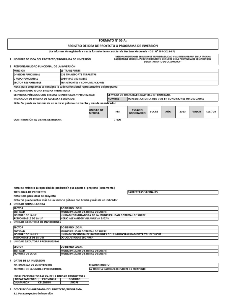 Formato 05 Trocha Carrozable | PDF | Economias