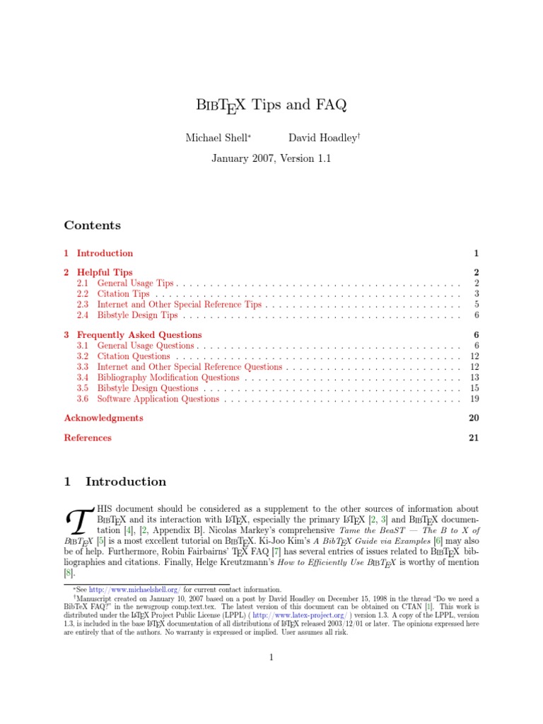 BibTeX Tips and FAQ Te X Citation