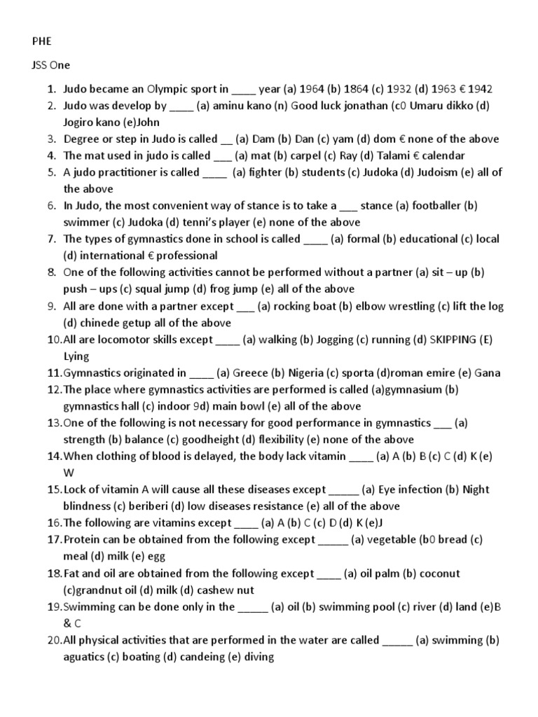 PHE Second Term MR Whenu PDF Judo Table Tennis