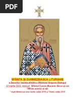 Liturghia Darurilor, 22.03.2023, miercuri (Înjumătăţirea postului)