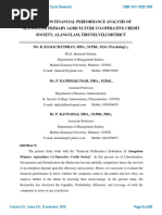 A Study On Financial Performance Analysis of Alangulam Primary Agriculture Co-Operative Credit - Dr. P. Kannadas