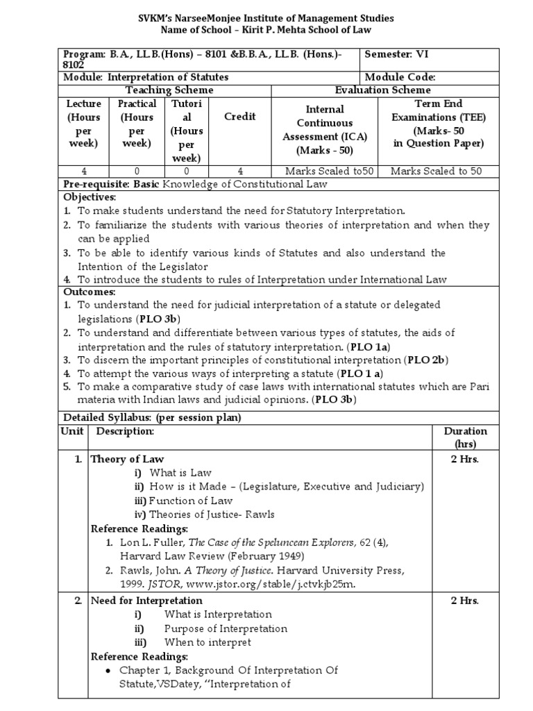 Interpretation of Statutes PDF Statutory Interpretation Statutory Law