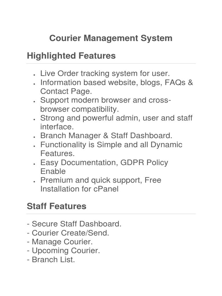 Courier Management System | PDF