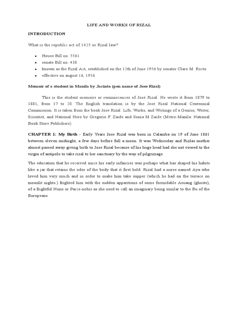Life and Works of Riza Final HC | PDF | Cost Of Living | Manila