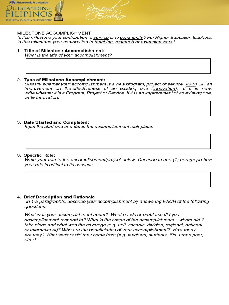 Milestone Accomplishment Report Template | PDF | Innovation | Business