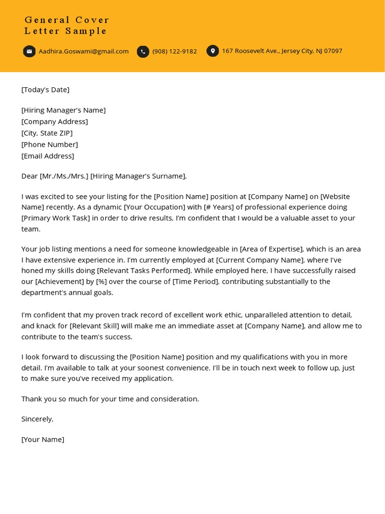 General Cover Letter Sample Template | PDF