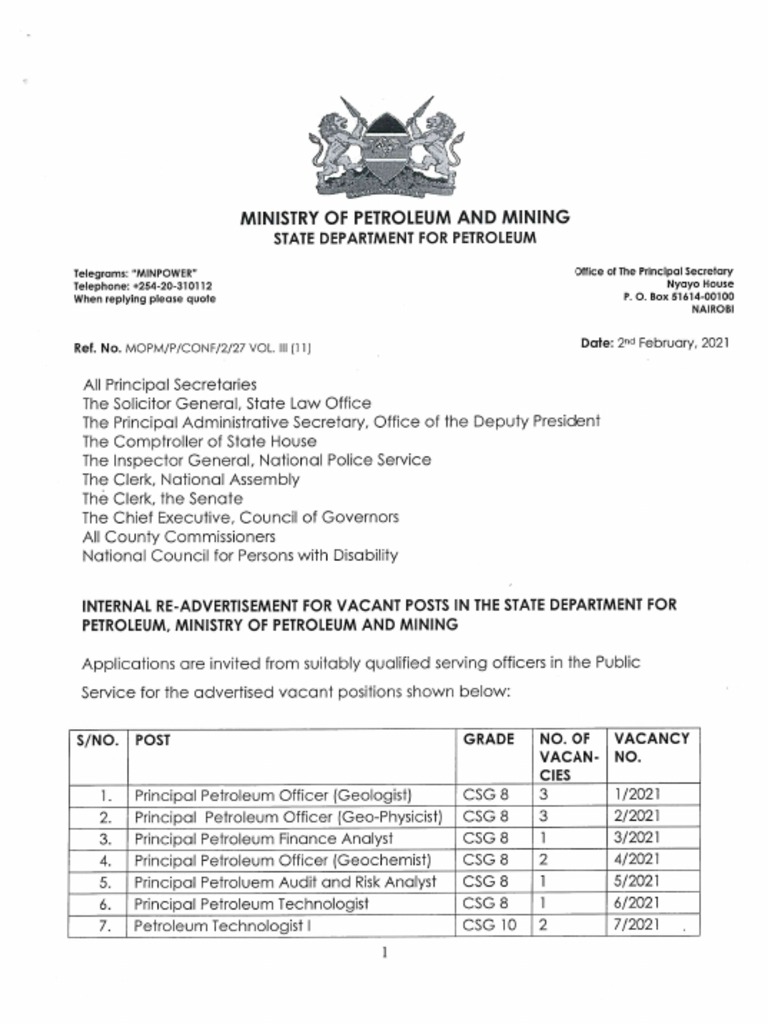 Internal Re-Advertisement - State Department For Petroleum PDF | PDF
