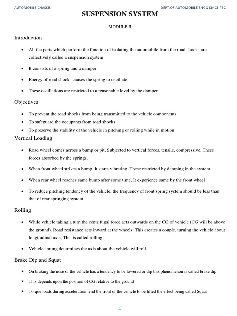 Chassis Suspension System PDF Automotive Industry Manufactured