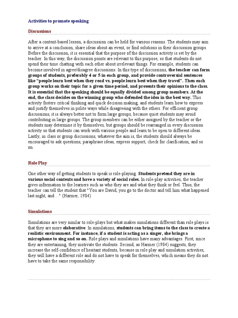 Activities To Promote Speaking Download Free Pdf Storytelling
