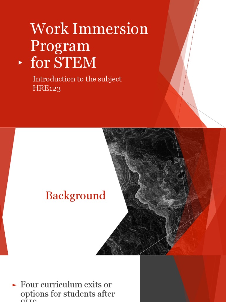 Work Immersion Program STEM Intro Presentation 2022-2023 PDF | PDF ...