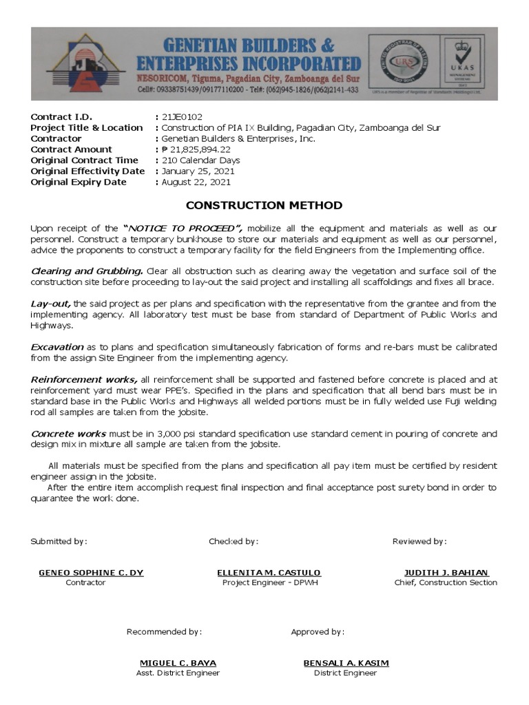 DPWH Construction Methodology for PIA IX | PDF | Concrete ...
