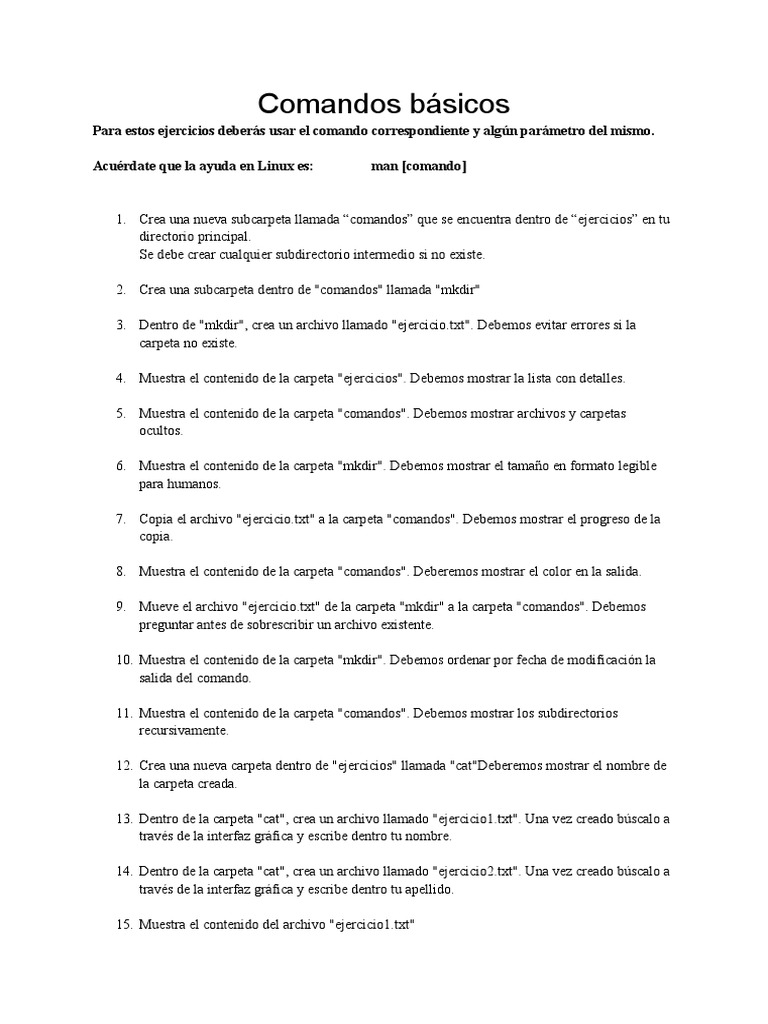 7.1 Ejercicio - Comandos Básicos - Odt | PDF | Archivo de computadora ...