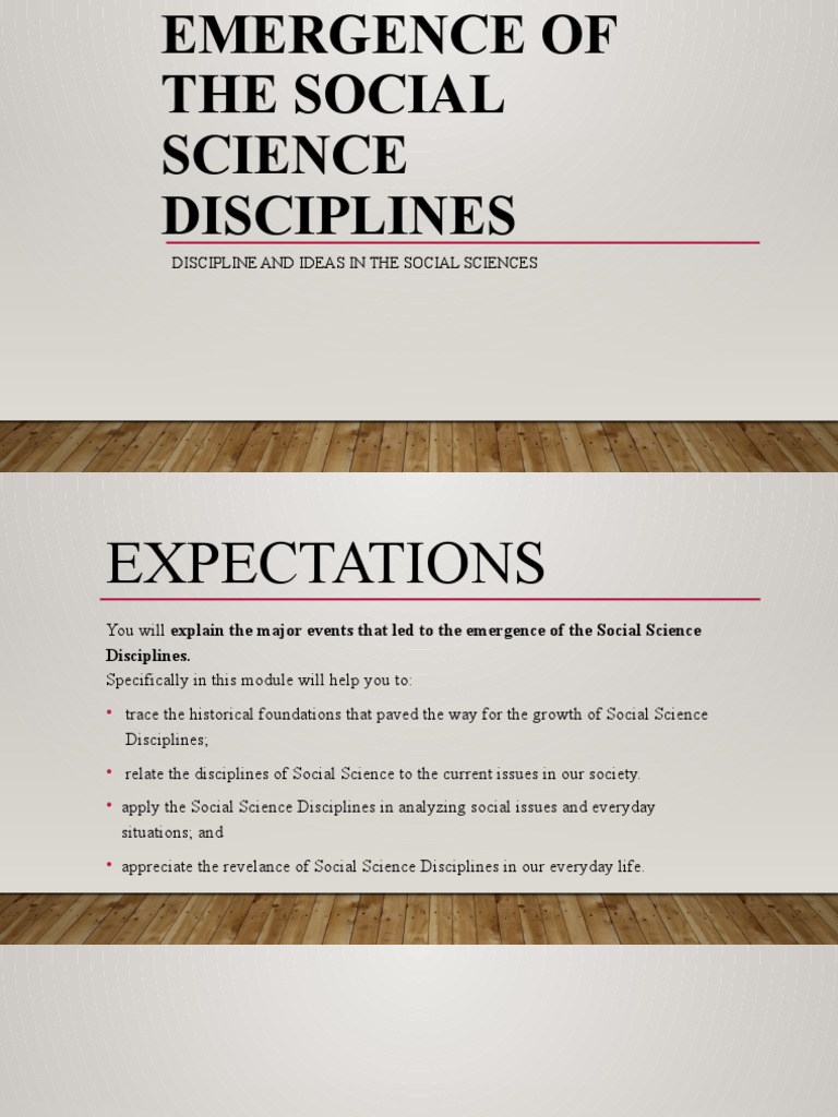 Emergence of The Social Science Disciplines PDF Psychology Sociology