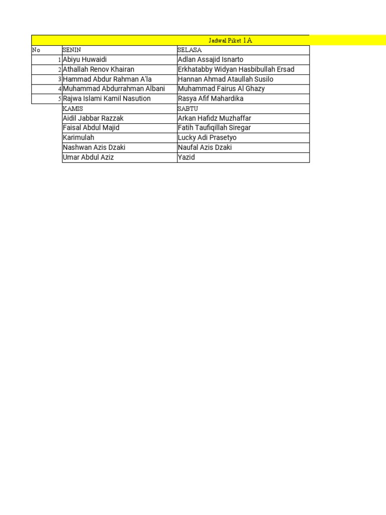 Jadwal Piket Mts Pdf