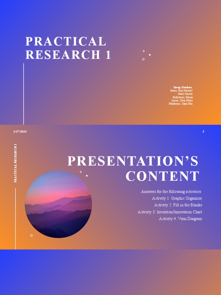Practical Research Activities Overview | PDF | Theory | Information