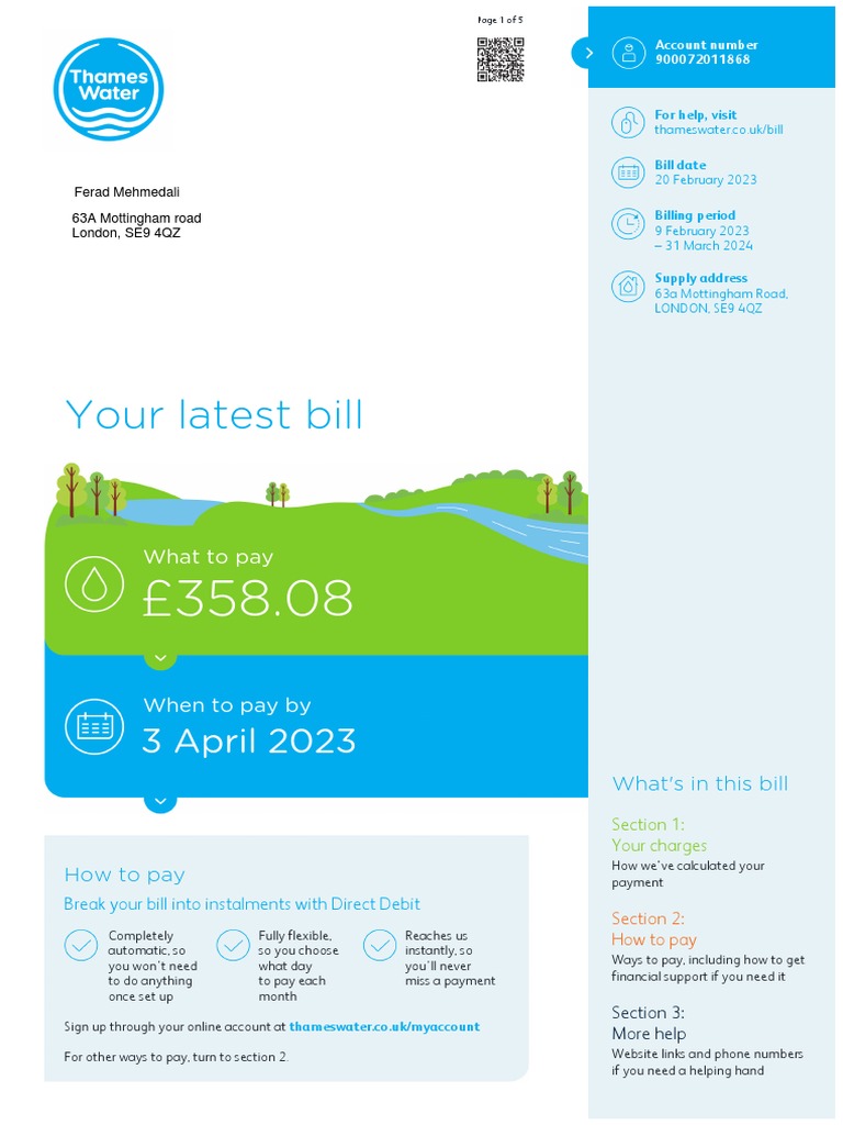 Thames on sale water payment