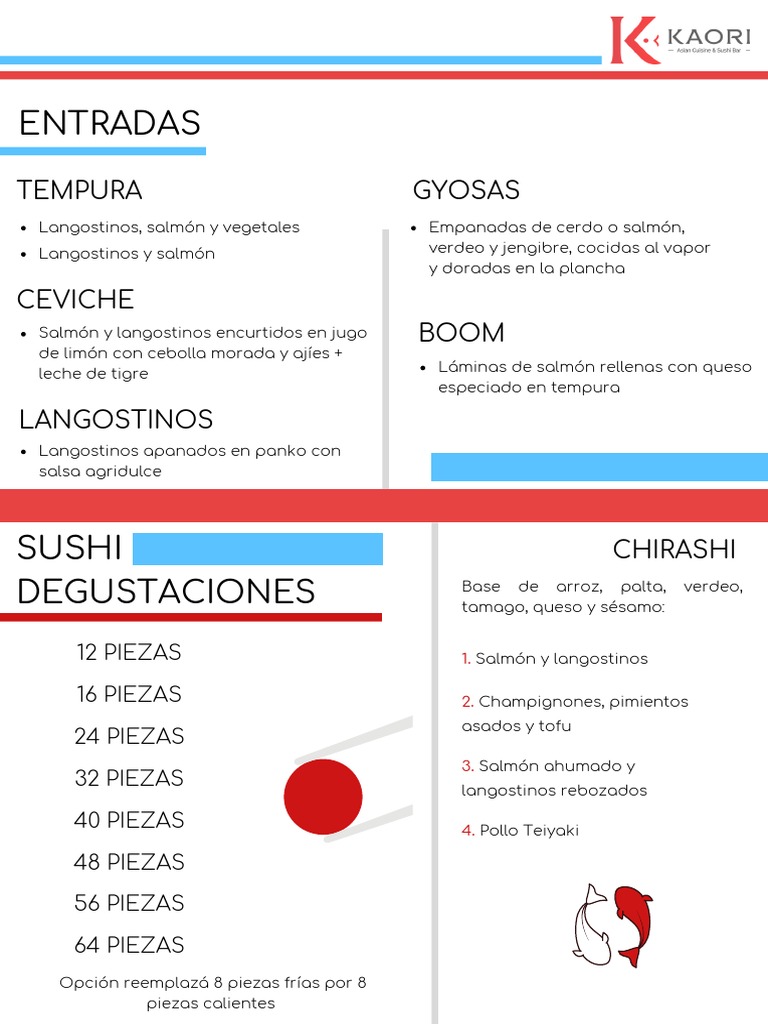 Carta Kaori 2021 PDF Cocina asiática Cocina occidental