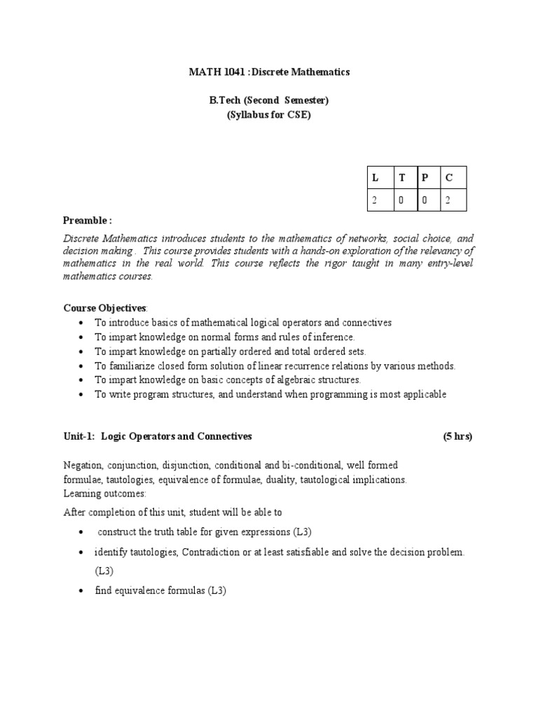 Discrete mathematics syllabus download free pdf mathematics group