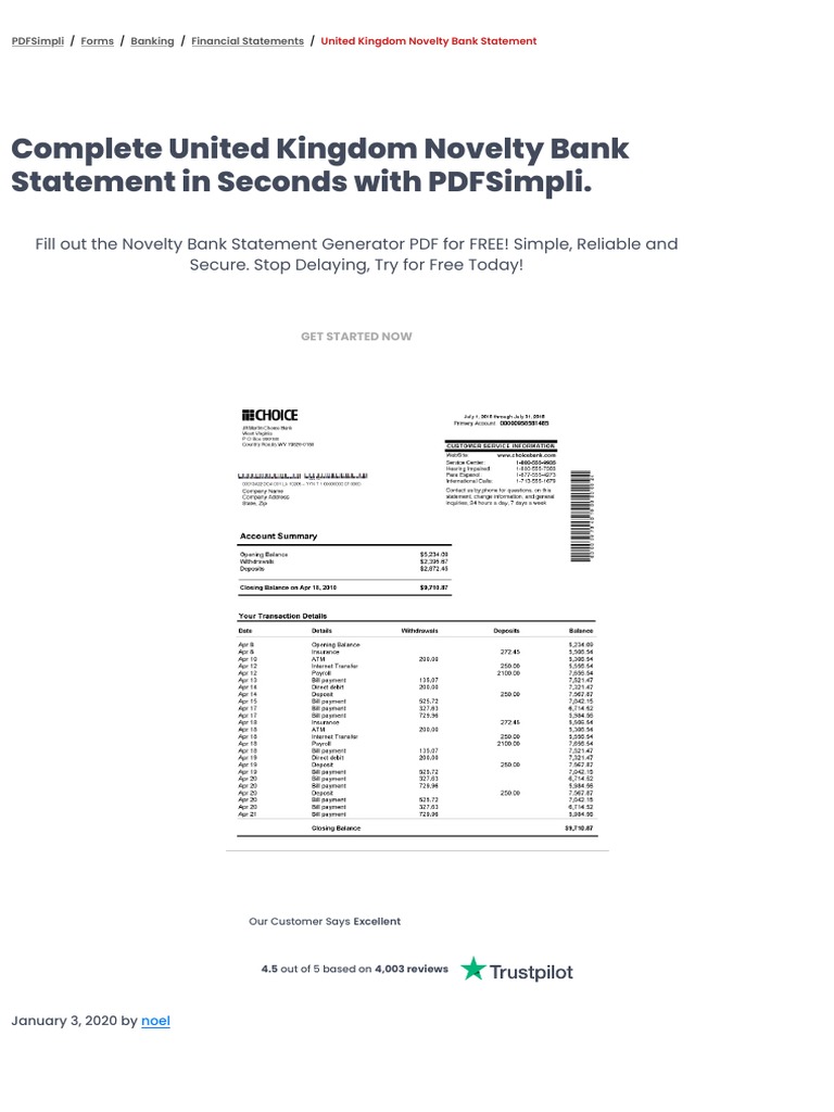 Novelty United Kingdom Bank Statement Generator PDF Simpli PDF