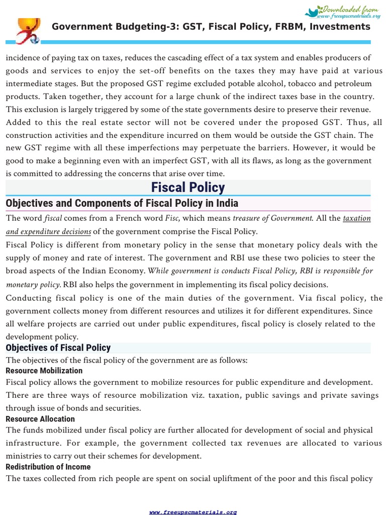 Fiscal Policy PDF Fiscal Policy Taxes