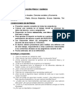 Educación Física y Química, Calidad de Vida y Nutrición