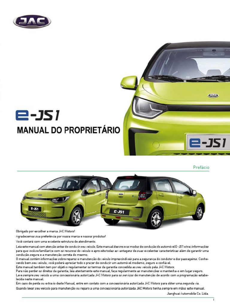Manual do Proprietário JAC E-JS1 | PDF | Fonte de energia | Eletricidade