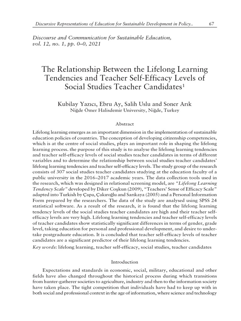 The Relationship Between The Lifelong Learning Tendencies and Teacher ...