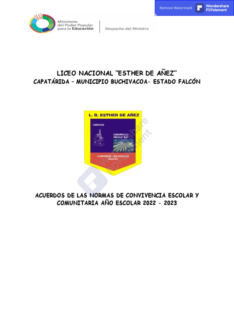 Acuerdos de Convivencia Escolar 2022-2023 | PDF | Maestros | Plan de ...