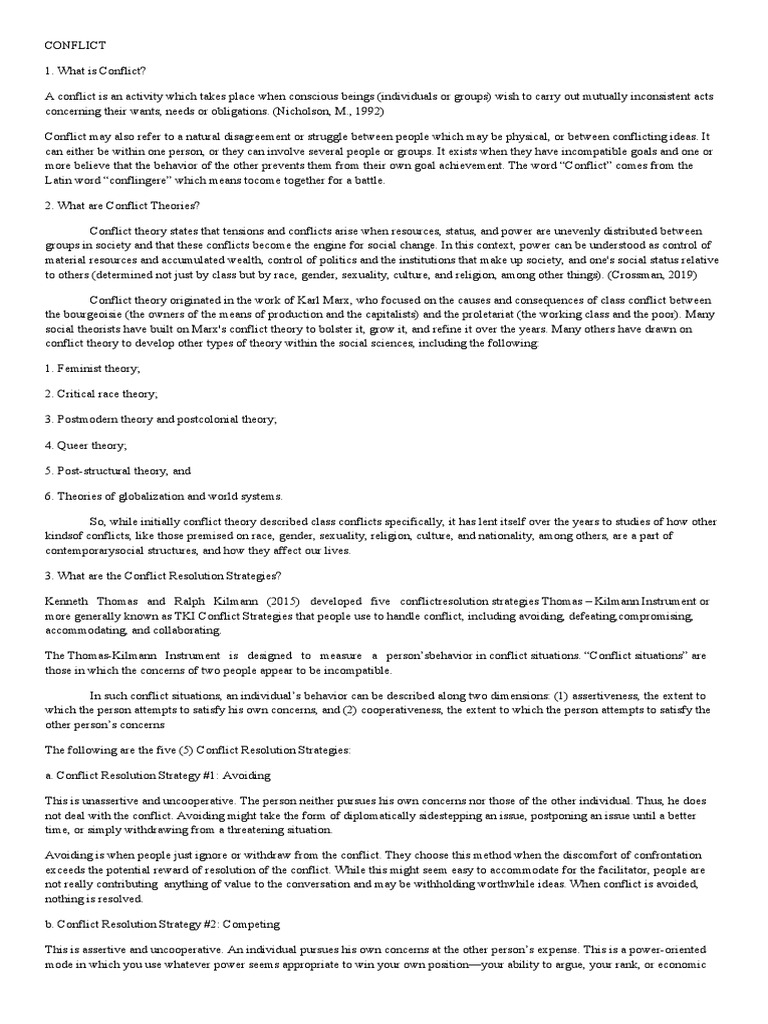 Understanding Conflict and Resolution Strategies | PDF | Mediation ...