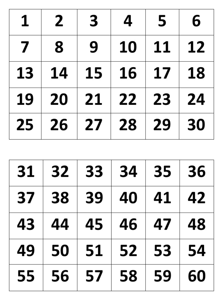 Números del 1 al 50 para imprimir | PDF