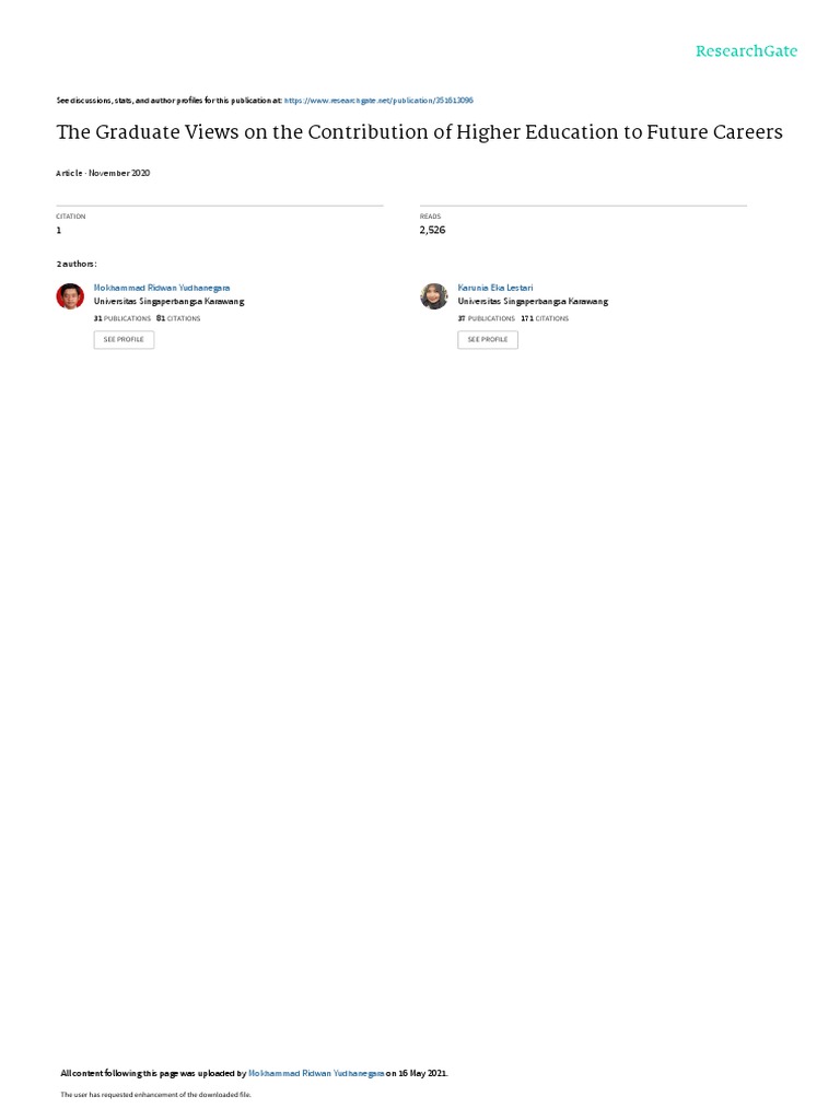 Assessing the Contribution of Higher Education Departments to Graduate Career Through
