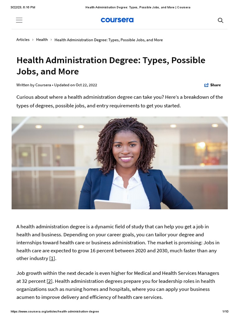 Health Administration Degree - Types, Possible Jobs | PDF | Health ...