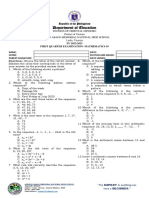 FIRST QUARTER TEST MATH 10 Sy 2022-2023